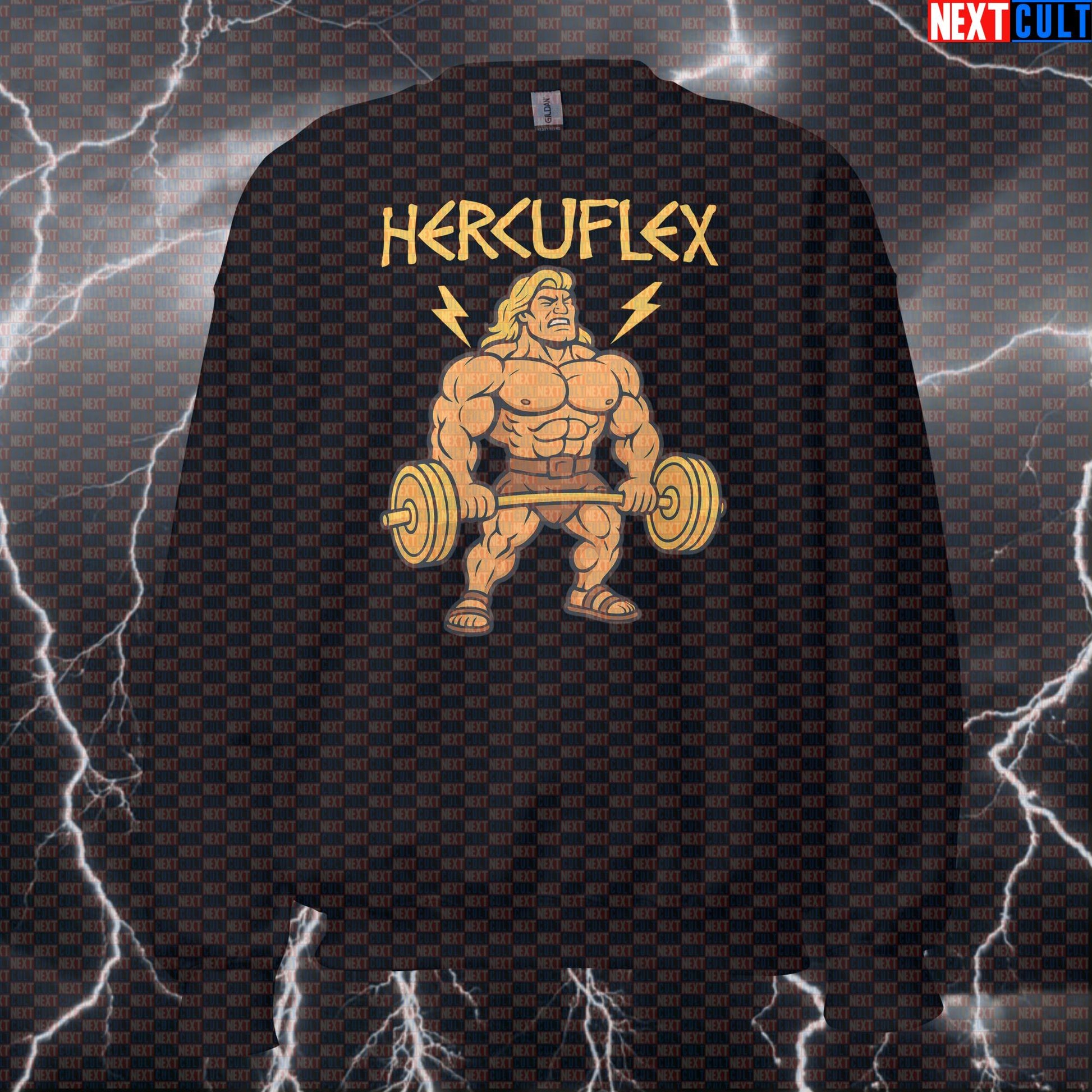 Hercuflex Gym Motivation Sweatshirt | Funny Greek God Workout Pullover for Lifters Ancient Greece Bodybuilding Films Fitness Gym Powerlifting Pump Cover Workout Next Cult Brand