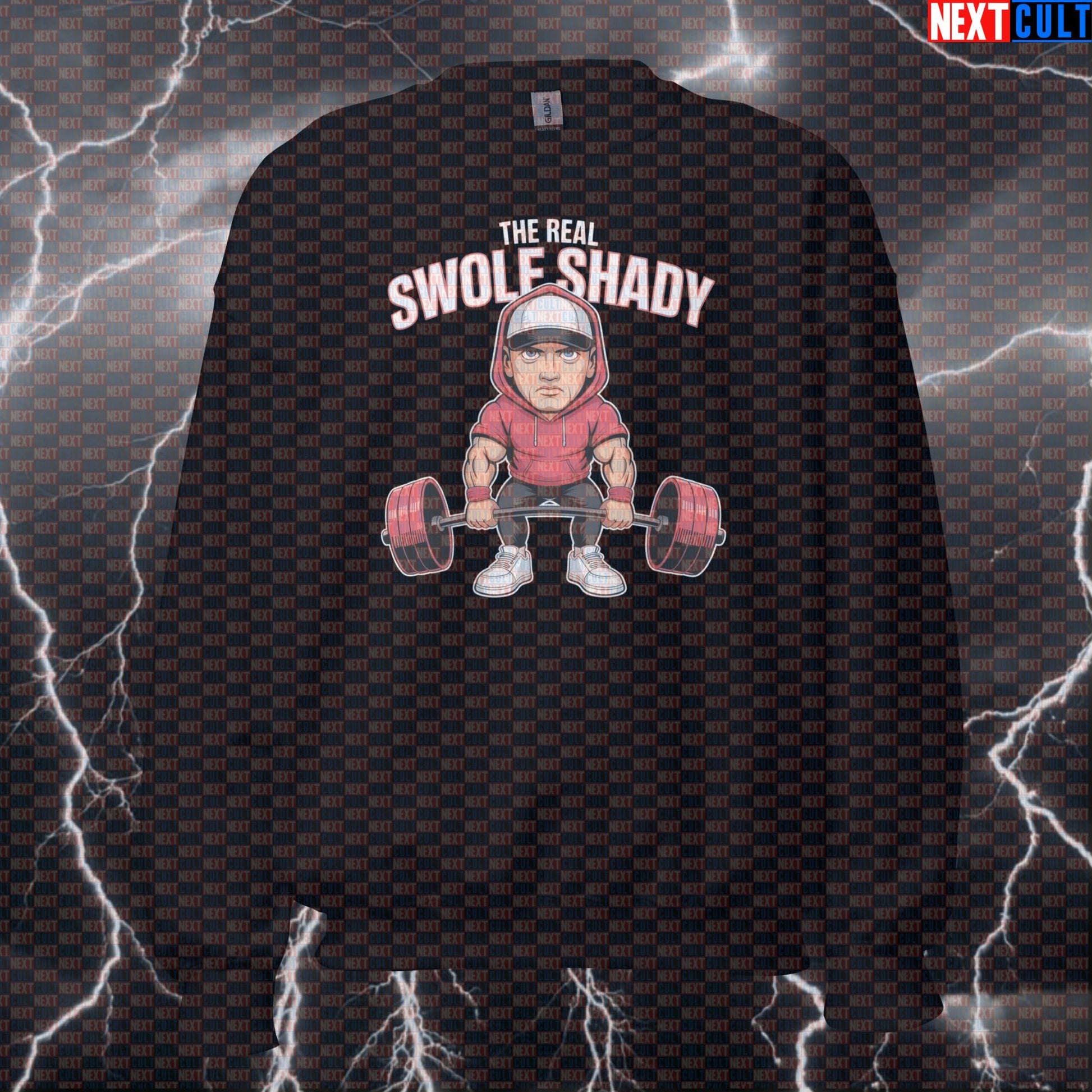 The Real Swole Shady Funny Gym Sweatshirt | Rap Hip Hop Workout Sweater | Slim Shady Pump Cover Pullover Bodybuilding Eminem Fitness Gym Hip Hop Powerlifting Pump Cover Workout Next Cult Brand