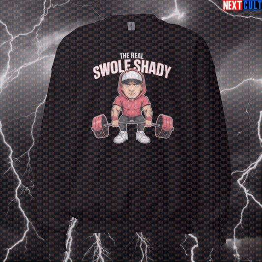 The Real Swole Shady Funny Gym Sweatshirt | Rap Hip Hop Workout Sweater | Slim Shady Pump Cover Pullover Bodybuilding Eminem Fitness Gym Hip Hop Powerlifting Pump Cover Workout Next Cult Brand