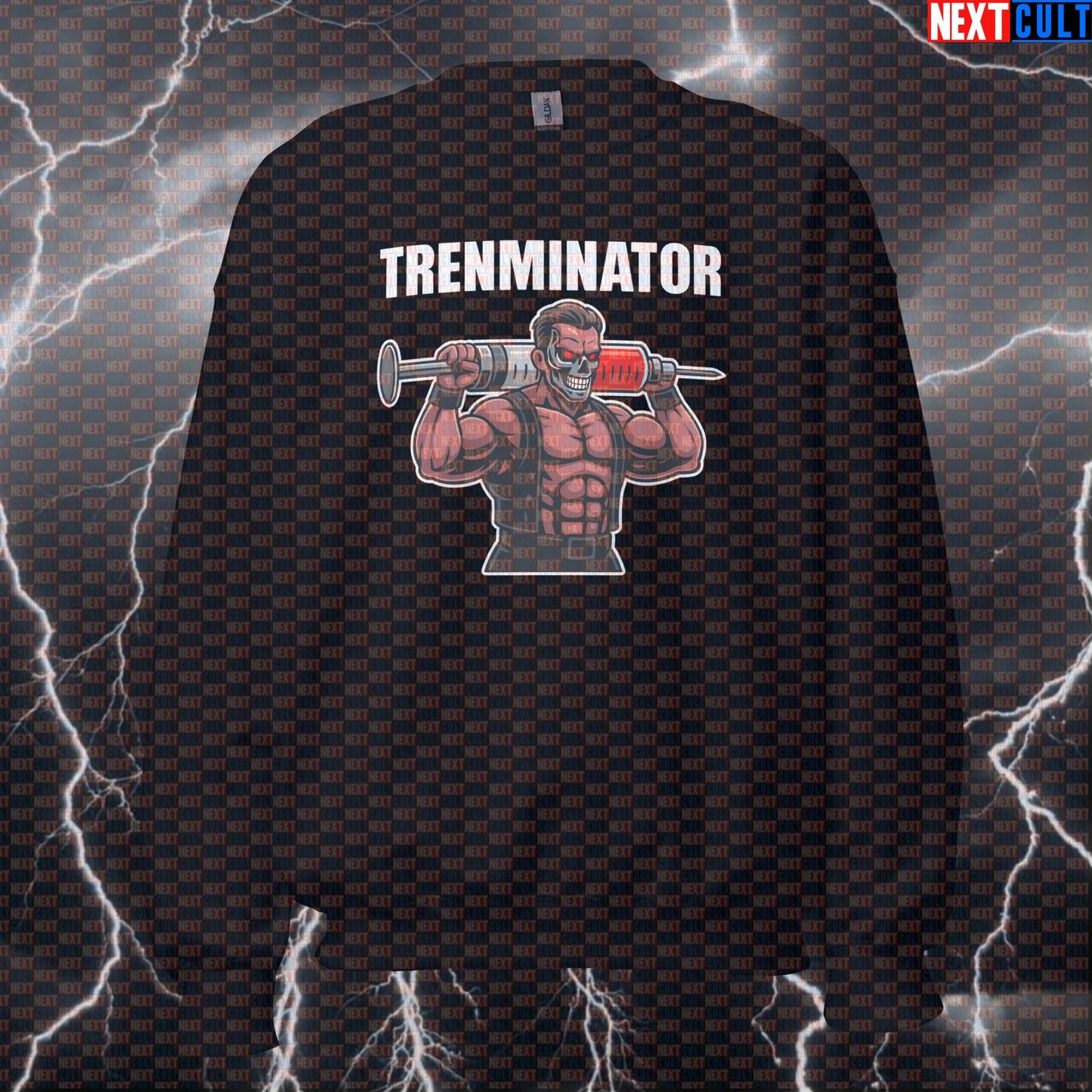 Trenminator Gym Sweatshirt | Funny Not Natty Workout Jumper | Bodybuilding Meme Pullover Bodybuilding Films Fitness Gym Powerlifting Pump Cover Steroids Workout Next Cult Brand