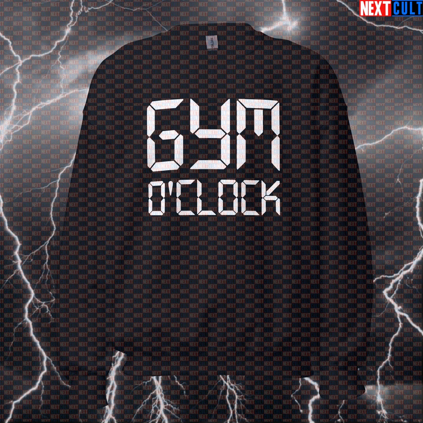 Funny Gym O'Clock Sweatshirt | Workout Sweater For Lifters & Gym Bros | Fitness Meme Pullover Pump Cover Bodybuilding Fitness Gym Powerlifting Pump Cover Workout Next Cult Brand