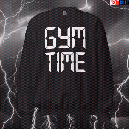 Funny It's Gym O'Clock Sweatshirt | Workout Sweater For Lifters & Gym Bros | Fitness Meme Pullover Top Bodybuilding Fitness Gym Powerlifting Pump Cover Workout Next Cult Brand