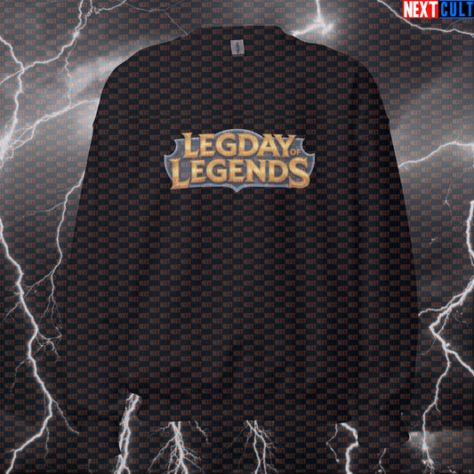 Funny Legday of Legends Gym Sweatshirt | League of Legends Parody Workout Sweater | Leg Day Pump Cover Bodybuilding Fitness Gym Leg Day Powerlifting Pump Cover Video Games Workout Next Cult Brand