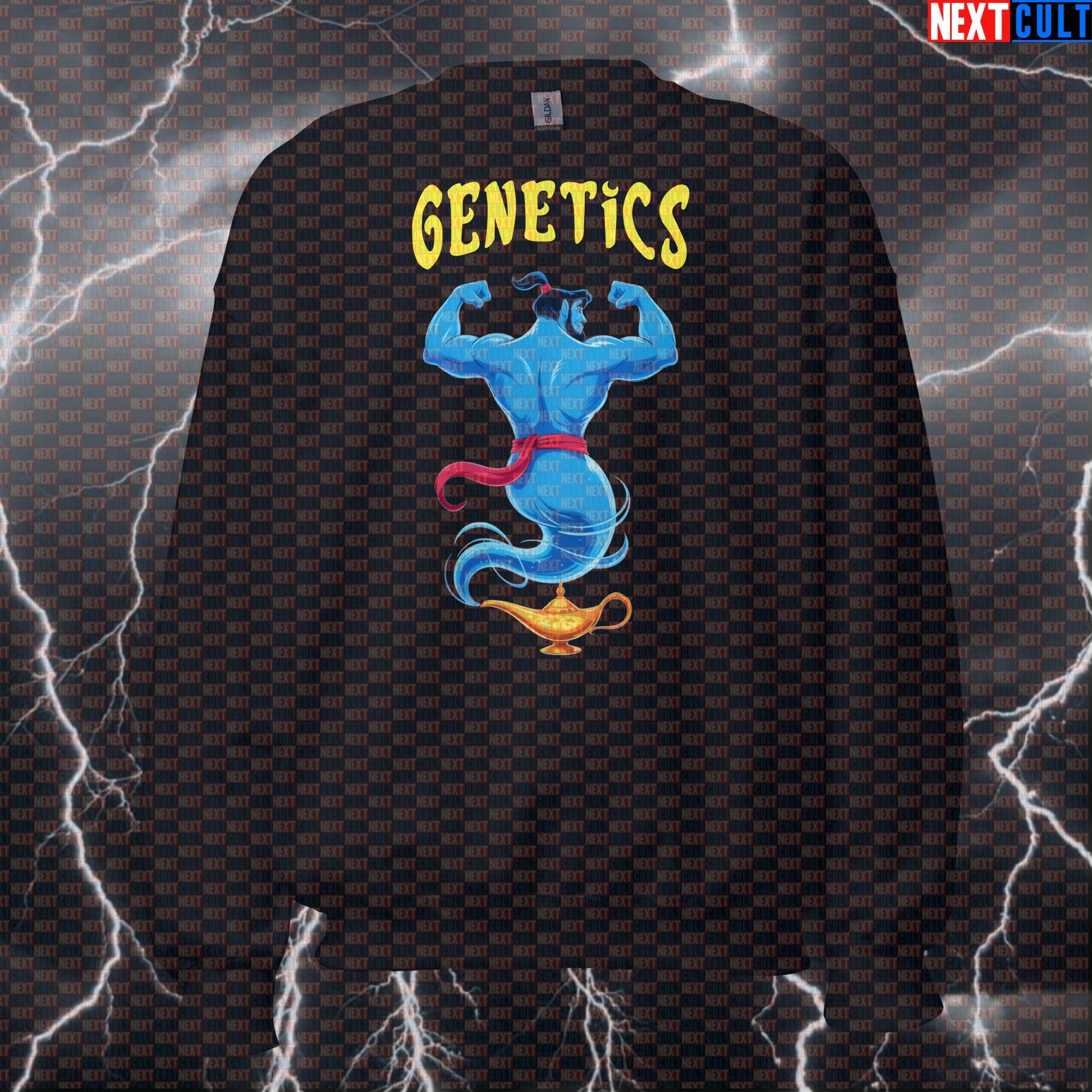 Funny Genetics Genie Gym Sweatshirt | Wish For Better Gains Workout Sweater | Bodybuilding Meme Pullover Bodybuilding Films Fitness Gym Pump Cover Workout Next Cult Brand