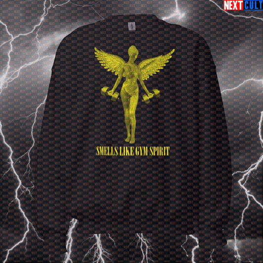 In Utero Gym Angel Funny Workout Sweatshirt | Nirvana Parody Crewneck Pump Cover Bodybuilding Fitness Gym Nirvana Pump Cover Rock Music Workout Next Cult Brand