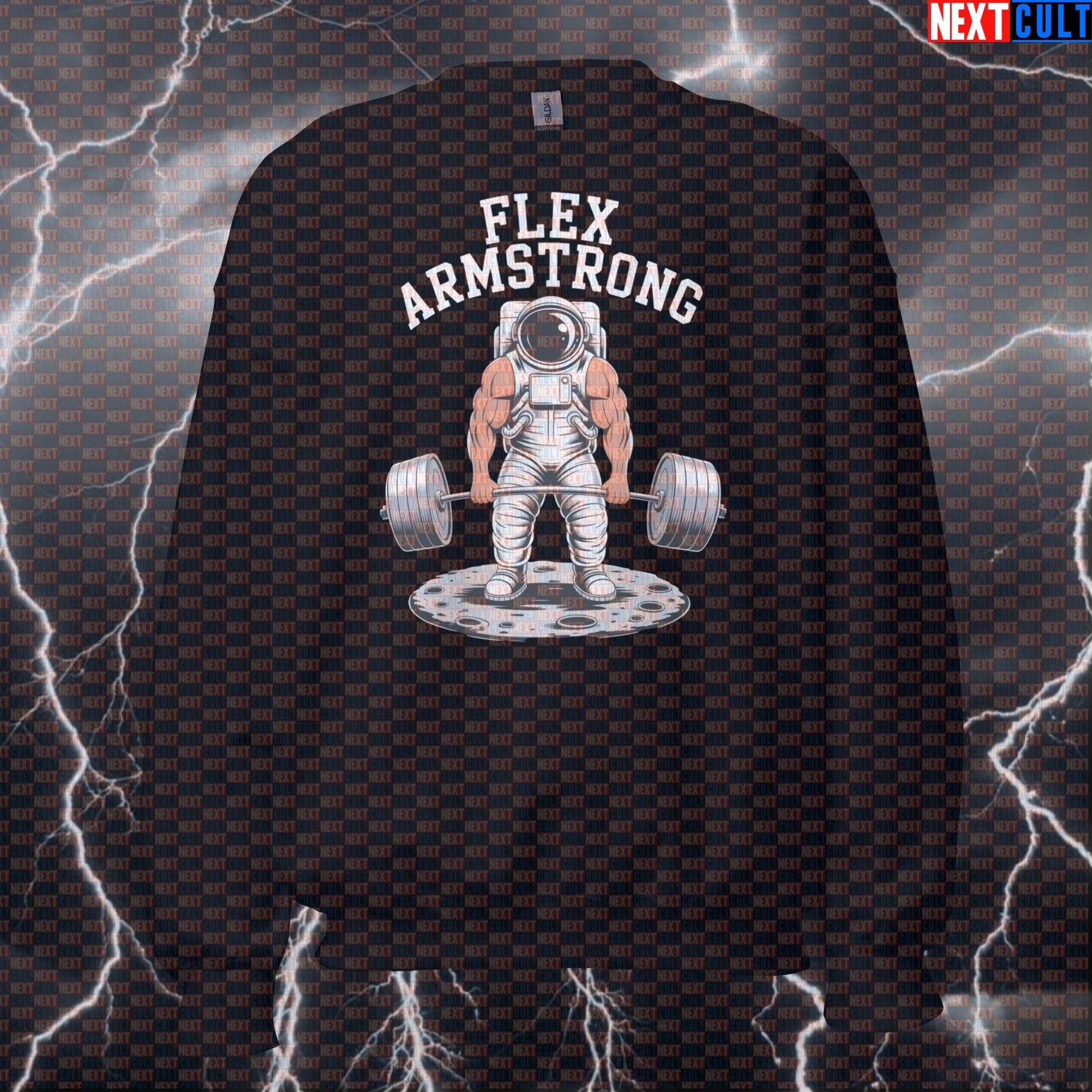 Funny Gym Sweatshirt for Lifters - Flex Armstrong Astronaut Moon Huge Arms Pump Cover Jumper Bodybuilding Fitness Gym Pump Cover Workout Next Cult Brand