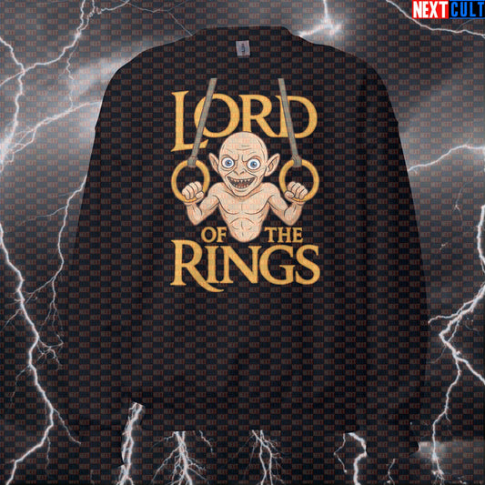 Lord of the Calisthenics Rings Funny Gym Sweatshirt | Gollum Workout Crewneck Pullover Books Calisthenics Films Fitness Gym Lord of the Rings Pump Cover Workout Next Cult Brand