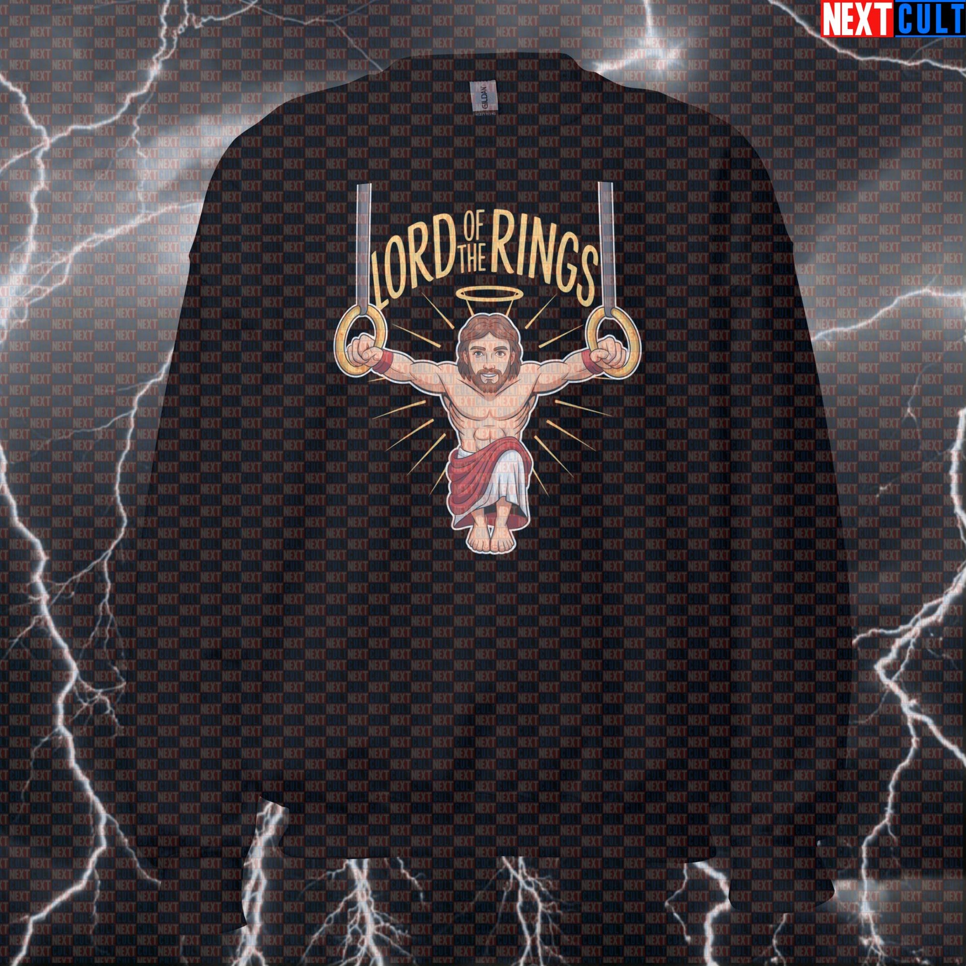 Funny Lord of the Calisthenics Rings Sweatshirt | Gym Meme Workout Sweater | Jesus Lifter Pullover Calisthenics Easter Fitness Gym Jesus Pump Cover Workout Next Cult Brand