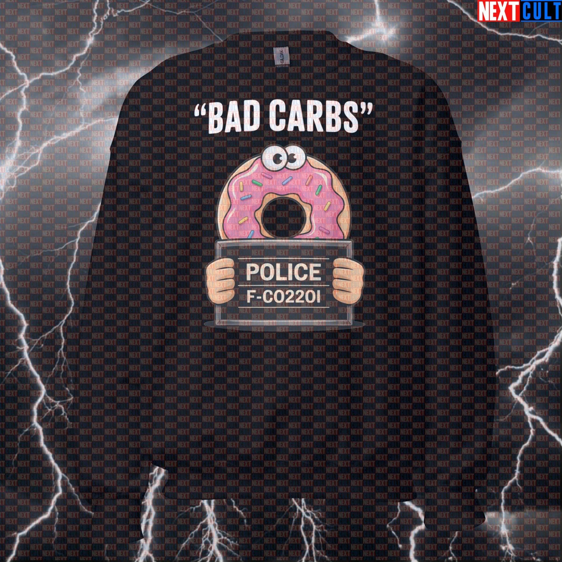 Donut Mugshot Funny Gym Sweatshirt - Guilty Carb Meme Pullover Jumper Pump Cover For Lifters Bulking Donuts Fast Food Fitness Gym Pump Cover Workout Next Cult Brand