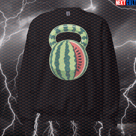 Watermelon Kettlebell Funny Gym Sweatshirt - Fruit Themed Pump Cover Jumper Pullover For Lifters Fast Food Fitness Gym Kettlebell Pump Cover Workout Next Cult Brand