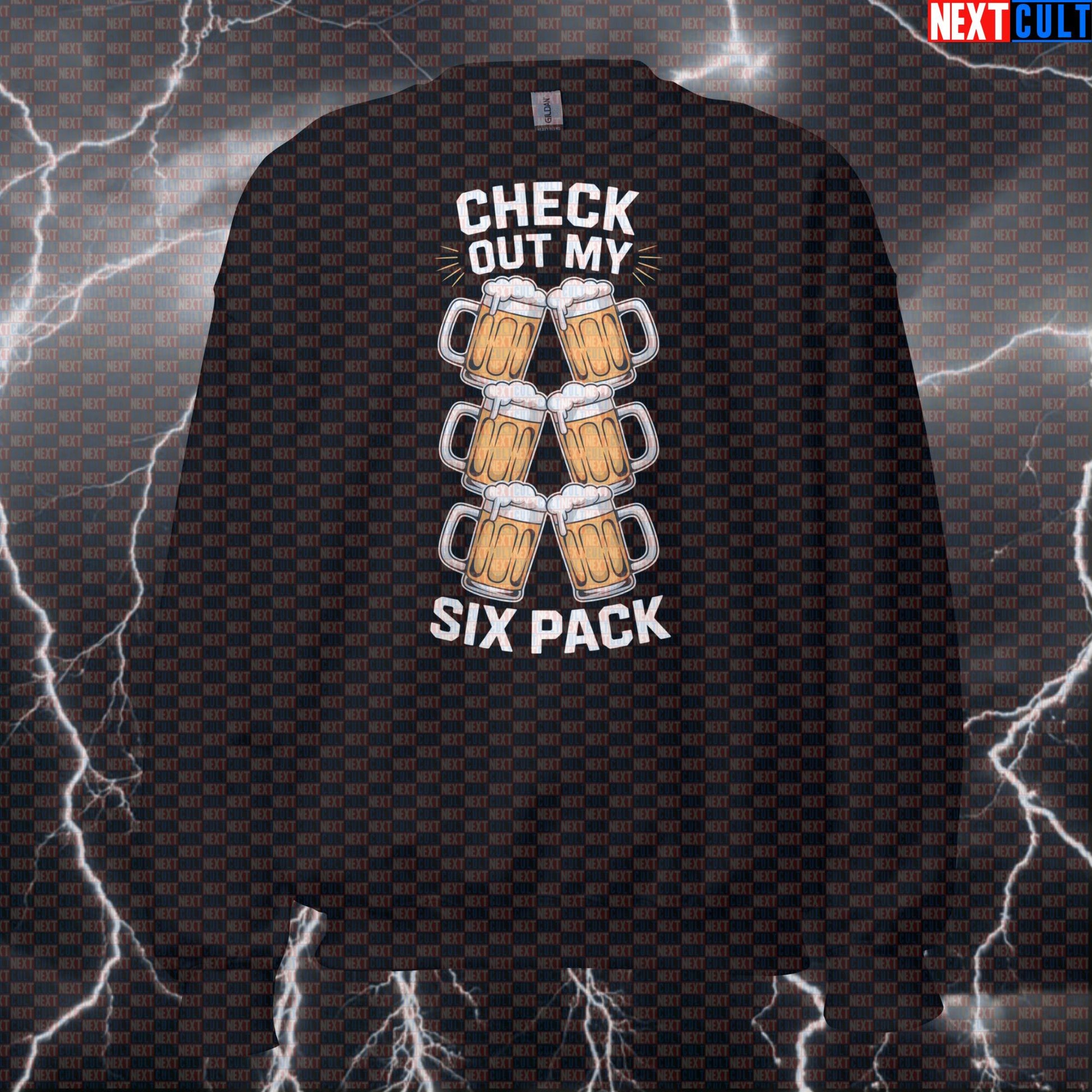 Check Out My Six Pack Beer Funny Gym Sweatshirt - Gym Meme Pullover Jumper Pump Cover Sweatshirts Beer Bodybuilding Fitness Gym Pump Cover Workout Next Cult Brand