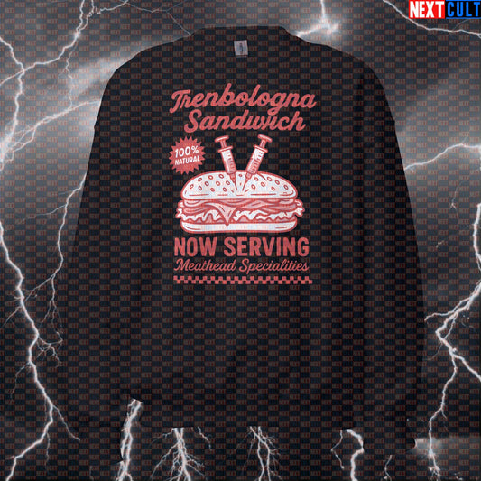 Trenbologna Sandwich Gym Sweatshirt | Funny Workout Pullover For Lifters & Fitness Memes Sweatshirts Bodybuilding Fast Food Fitness Gym Pump Cover Steroids Workout Next Cult Brand
