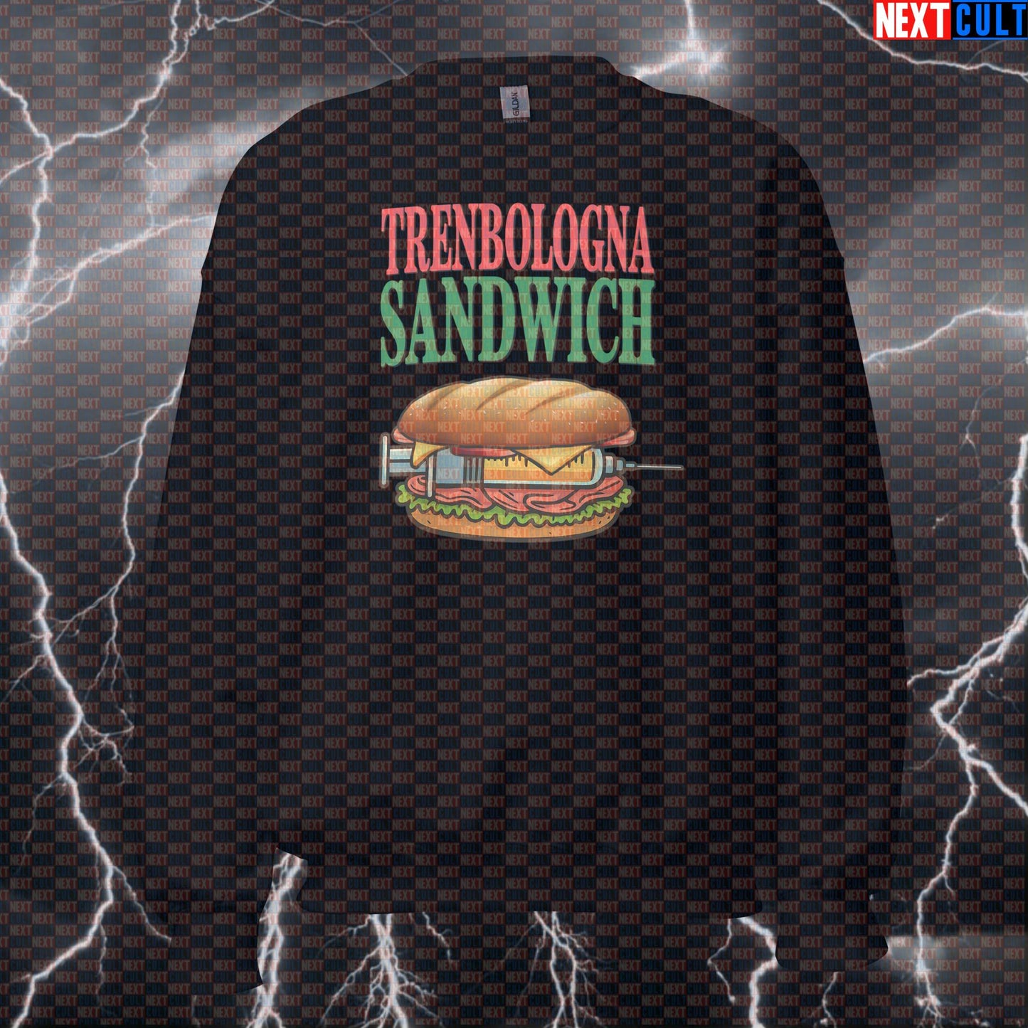 Trenbologna Sandwich Gym Sweatshirt | Funny Workout Sweater Not Natty Meme Pullover Sweatshirts Bodybuilding Fast Food Fitness Gym Pump Cover Steroids Workout Next Cult Brand