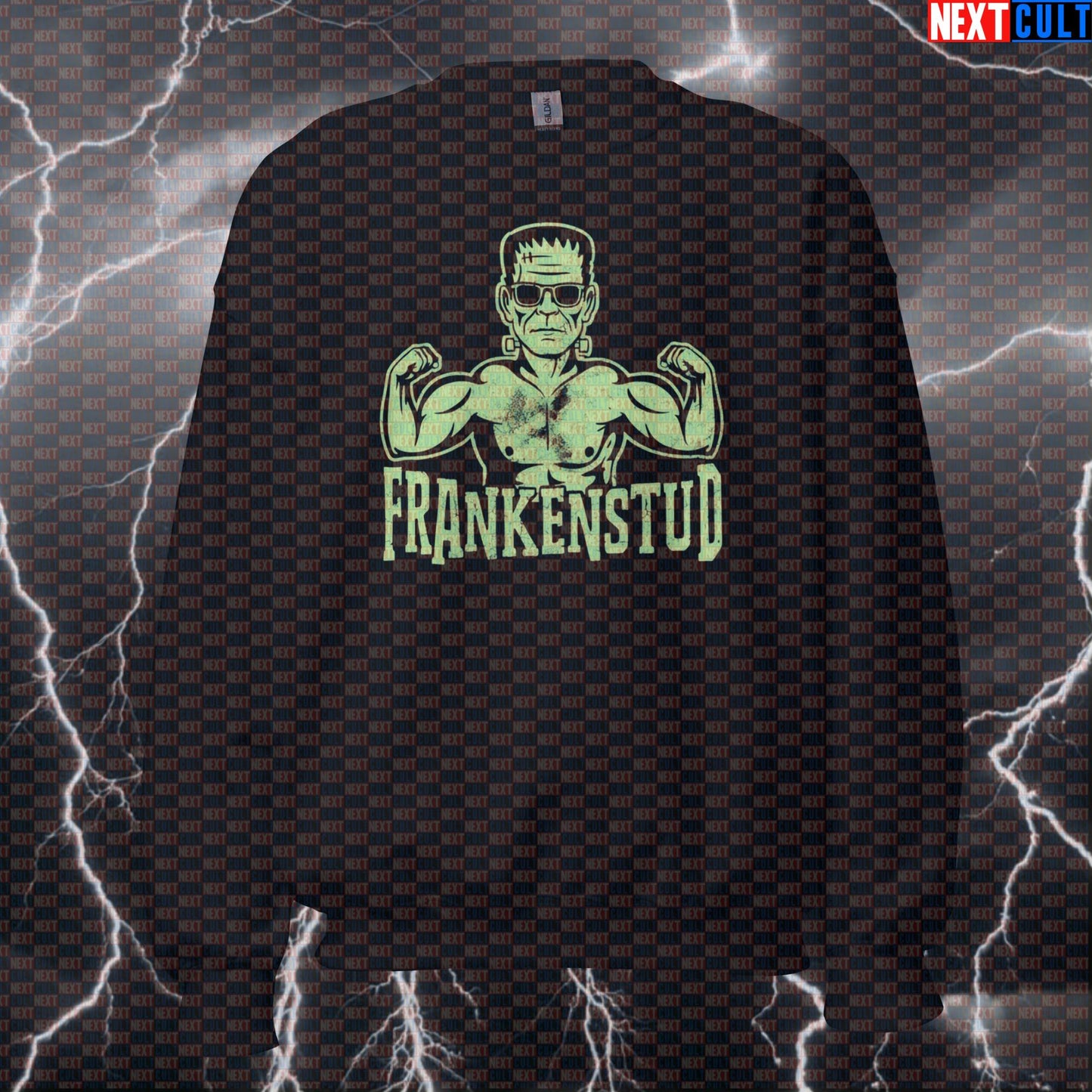 Frankenstud Funny Gym Sweatshirt - Halloween Bodybuilding Meme Pullover Jumper Pump Cover Bodybuilding Films Fitness Gym Halloween Pump Cover Workout Next Cult Brand
