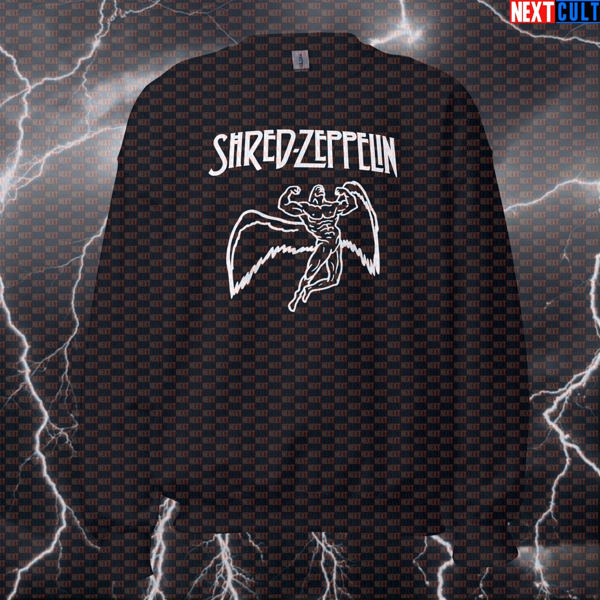 Funny Gym Sweatshirt - Shred Zeppelin Heavy Metal Pump Cover Jumper for Lifters & Rock Fans Bodybuilding Fitness Gym Led Zeppelin Pump Cover Rock Music Workout Next Cult Brand