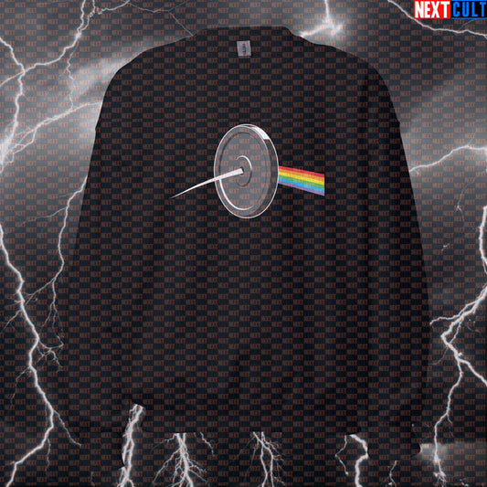 Dark Side of the Weights Pullover Sweatshirt | Funny Gym Parody Crewneck Pump Cover Bodybuilding Fitness Gym Pink Floyd Powerlifting Pump Cover Rock Music Workout Next Cult Brand