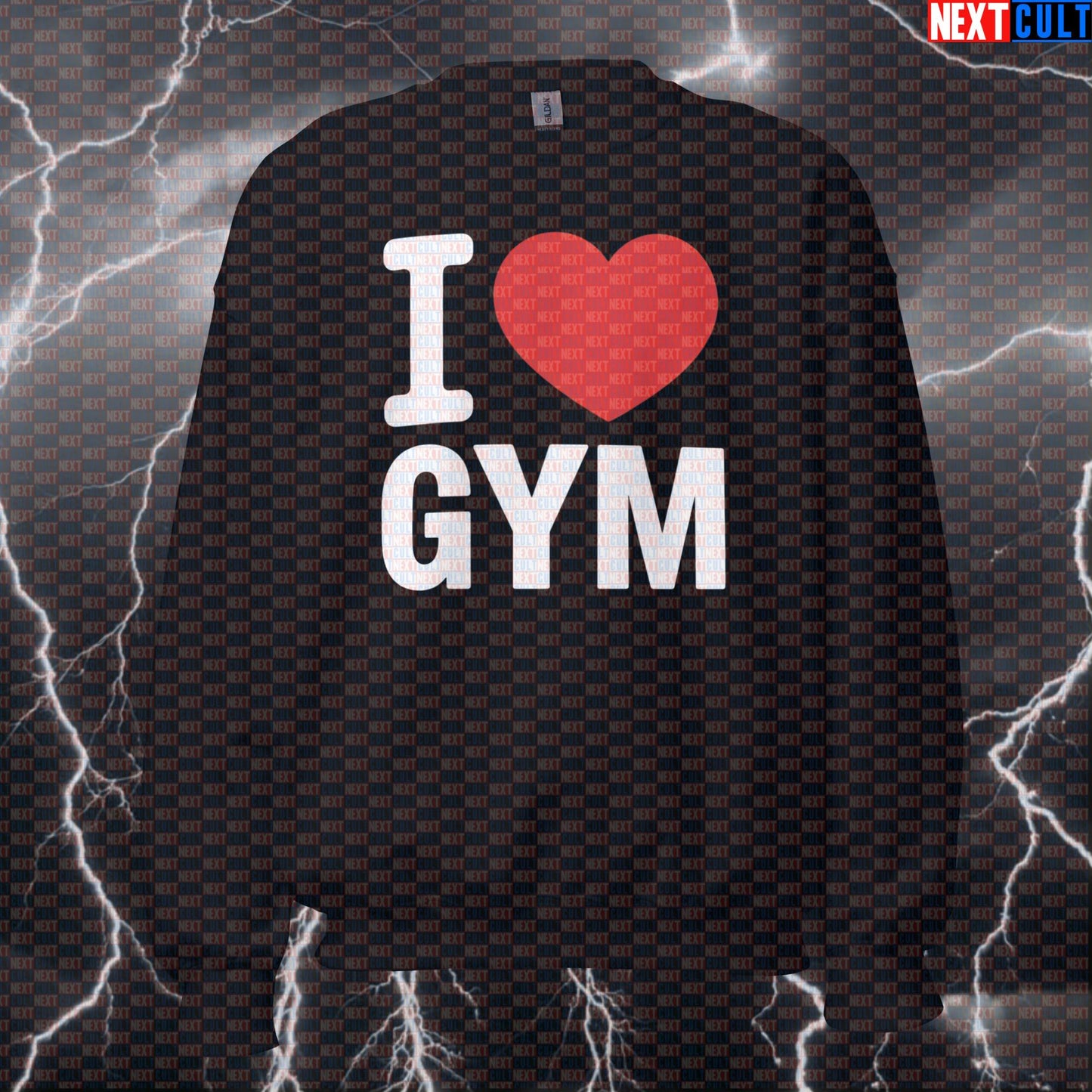 I Love Gym Funny Valentine's Gym Sweatshirt - Gym Lover Meme Jumper Crewneck Pump Cover Pullover Bodybuilding Fitness Gym Powerlifting Pump Cover Valentine's Day Workout Next Cult Brand