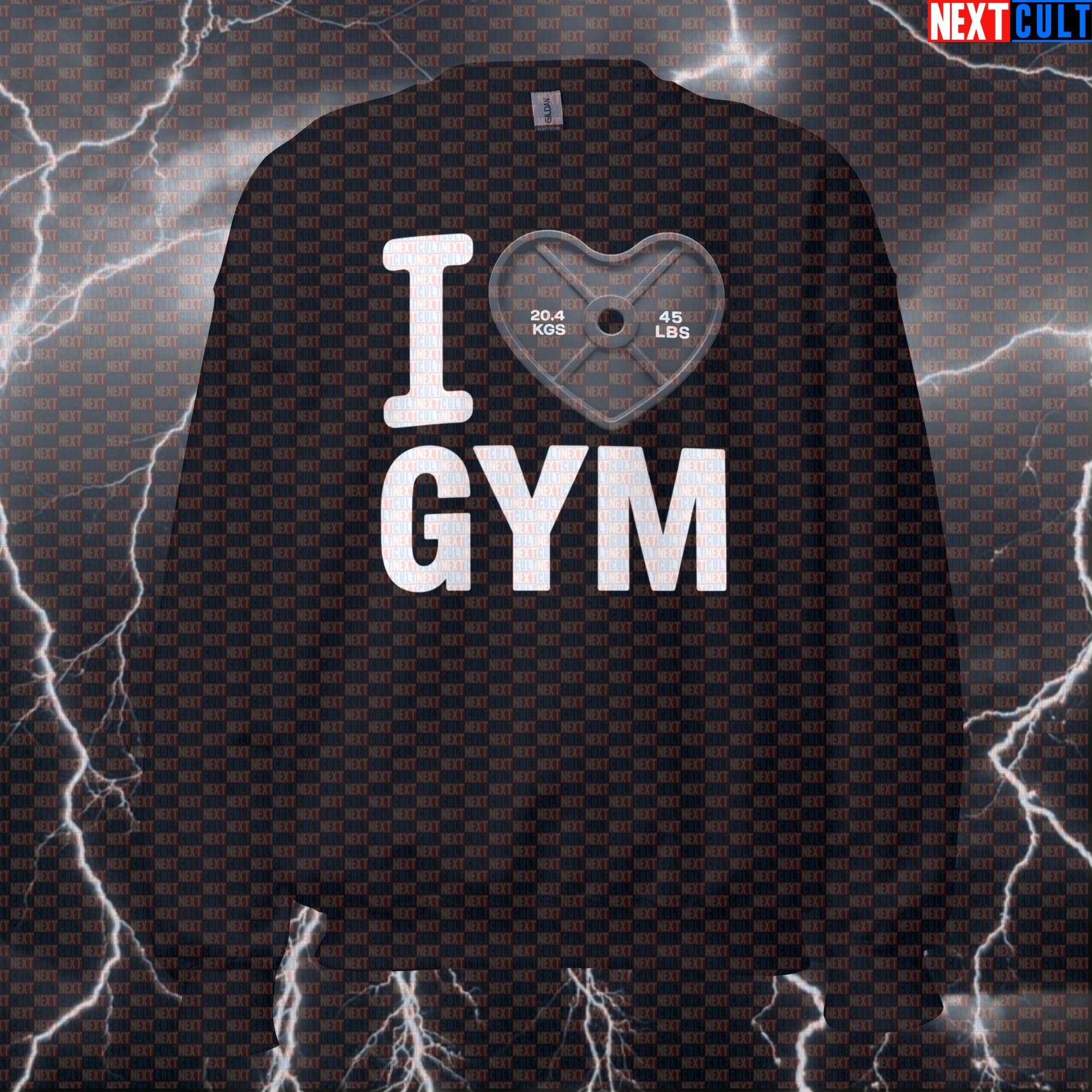 I Love Gym Valentine's Workout Sweatshirt | Heart Weight Plate Funny Gym Sweater Bodybuilding Fitness Gym Powerlifting Pump Cover Valentine's Day Workout Next Cult Brand