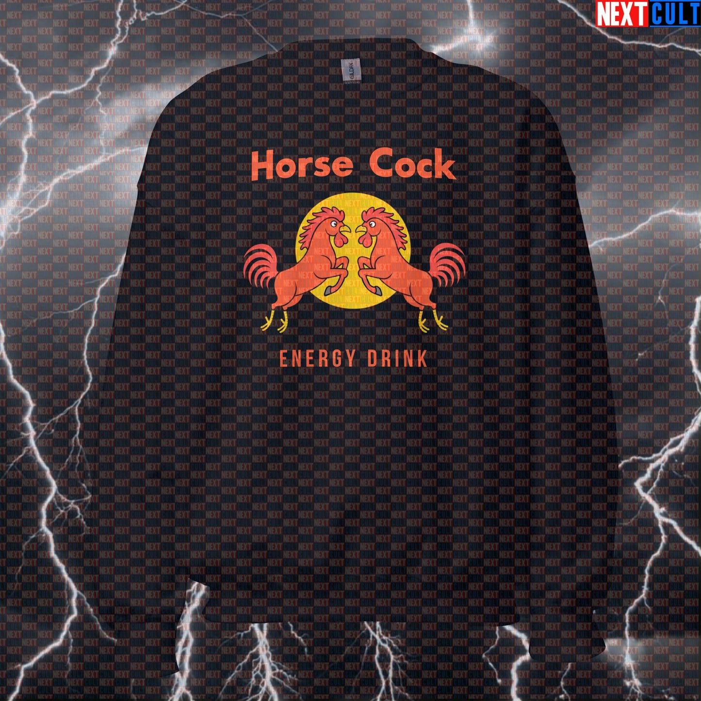 Horsecock Energy Funny Gym Sweatshirt - Parody Gym Meme Crewneck Pullover Pump Cover For Lifters Fitness Gym Pump Cover Workout Next Cult Brand