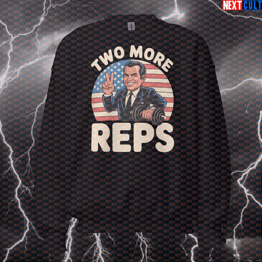 Funny Patriotic Gym Sweatshirt - Two More Reps Nixon 4th of July Pump Cover Jumper Pullover Sweatshirts 4th of July Bodybuilding Fitness Gym Pump Cover Workout Next Cult Brand