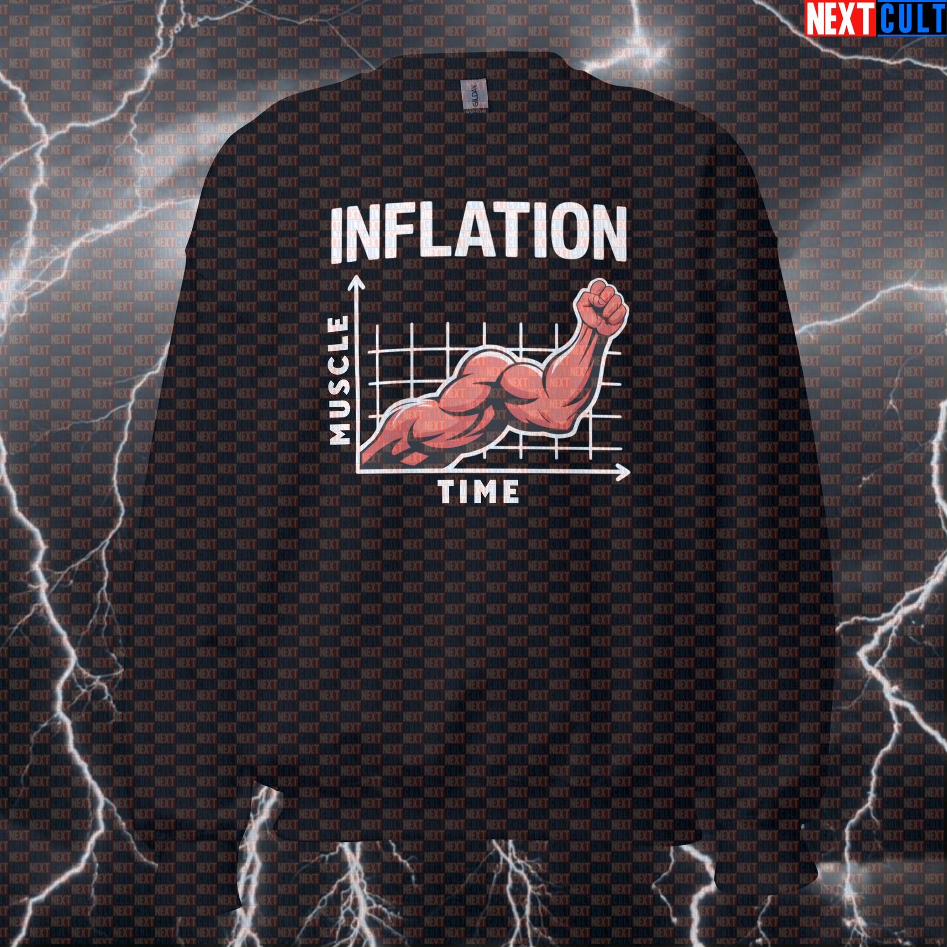 Funny Gym Sweatshirt - Muscle Inflation Graph Meme Jumper | Gym Economics Pullover Pump Cover Sweatshirts Next Cult Brand
