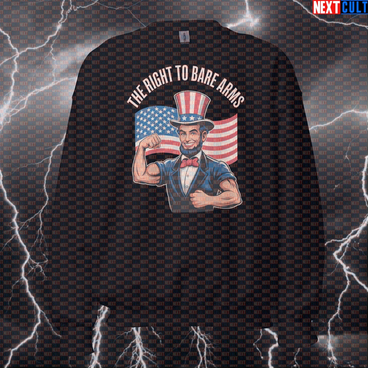 Funny Patriotic Gym Sweatshirt - Abraham Lincoln Pump Cover Jumper | USA Fitness Meme Pullover Sweatshirts Next Cult Brand