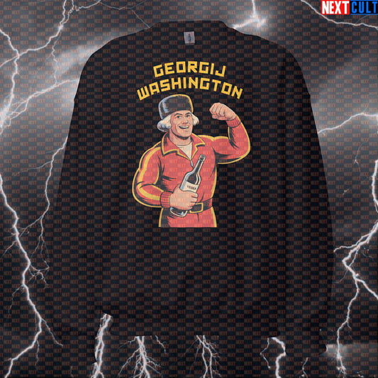 Funny Patriotic George Washington USSR Gym Sweatshirt - 4th of July Meme Jumper Pump Cover Top Sweatshirts 4th of July Fitness George Washington Gym Pump Cover Workout Next Cult Brand