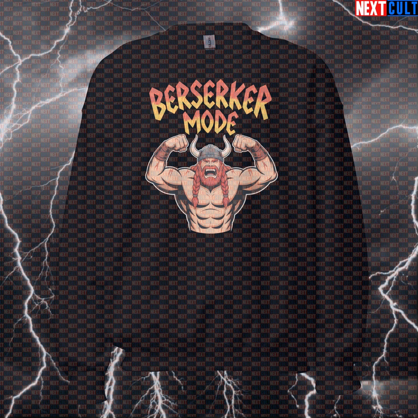 Berserker Mode Viking Funny Gym Sweatshirt - Norse Workout Jumper Crewneck Pullover Pump Cover Bodybuilding Fitness Gym Pump Cover Vikings Workout Next Cult Brand