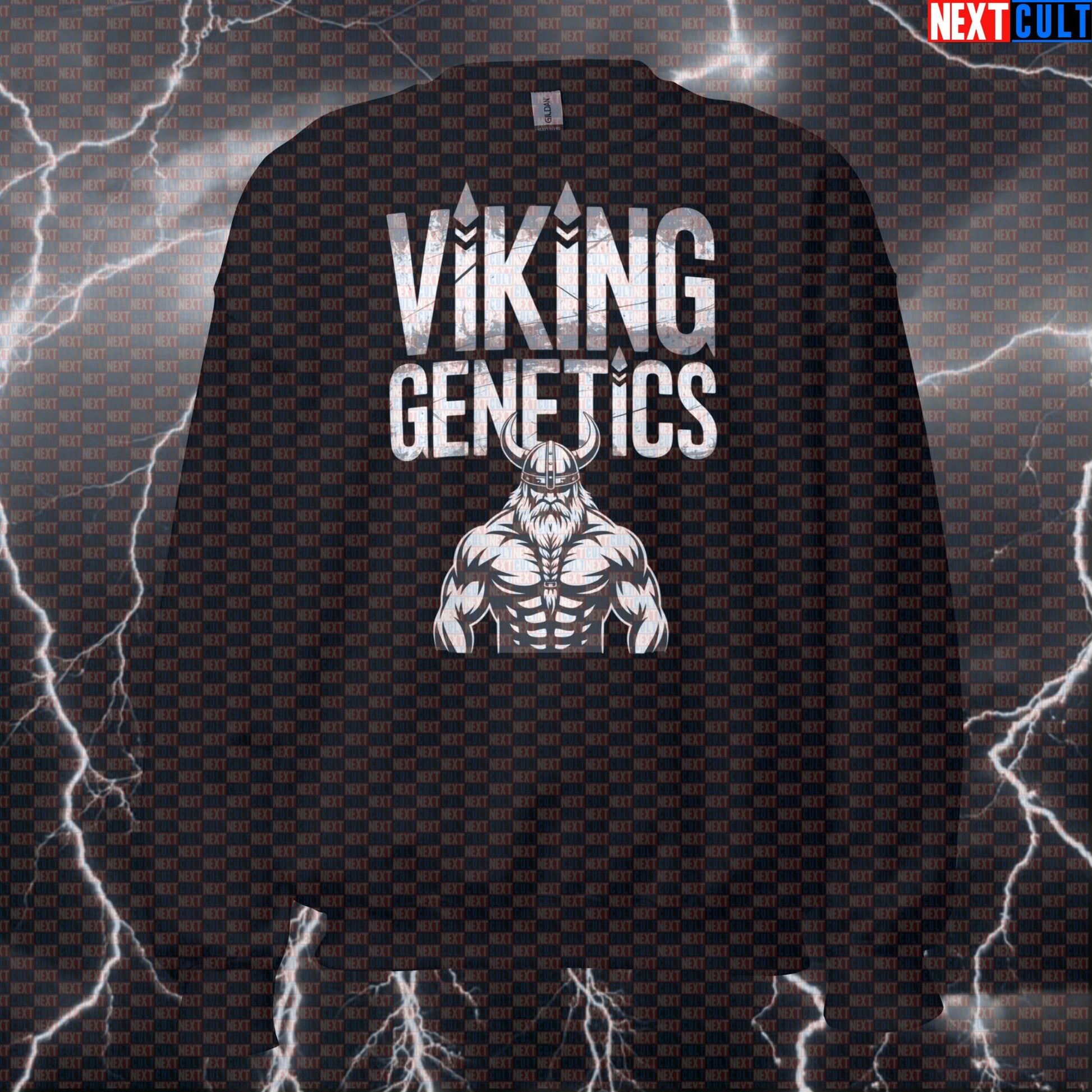 Viking Genetics Funny Viking Gym Sweatshirt - Norse Fitness Meme Jumper Pullover for Gymbros Pump Cover Bodybuilding Fitness Gym Pump Cover Vikings Workout Next Cult Brand