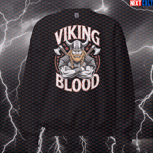 Viking Blood Funny Gym Sweatshirt - Norse Warrior Pump Cover Pullover Jumper For Serious Lifters Bodybuilding Fitness Gym Pump Cover Vikings Workout Next Cult Brand