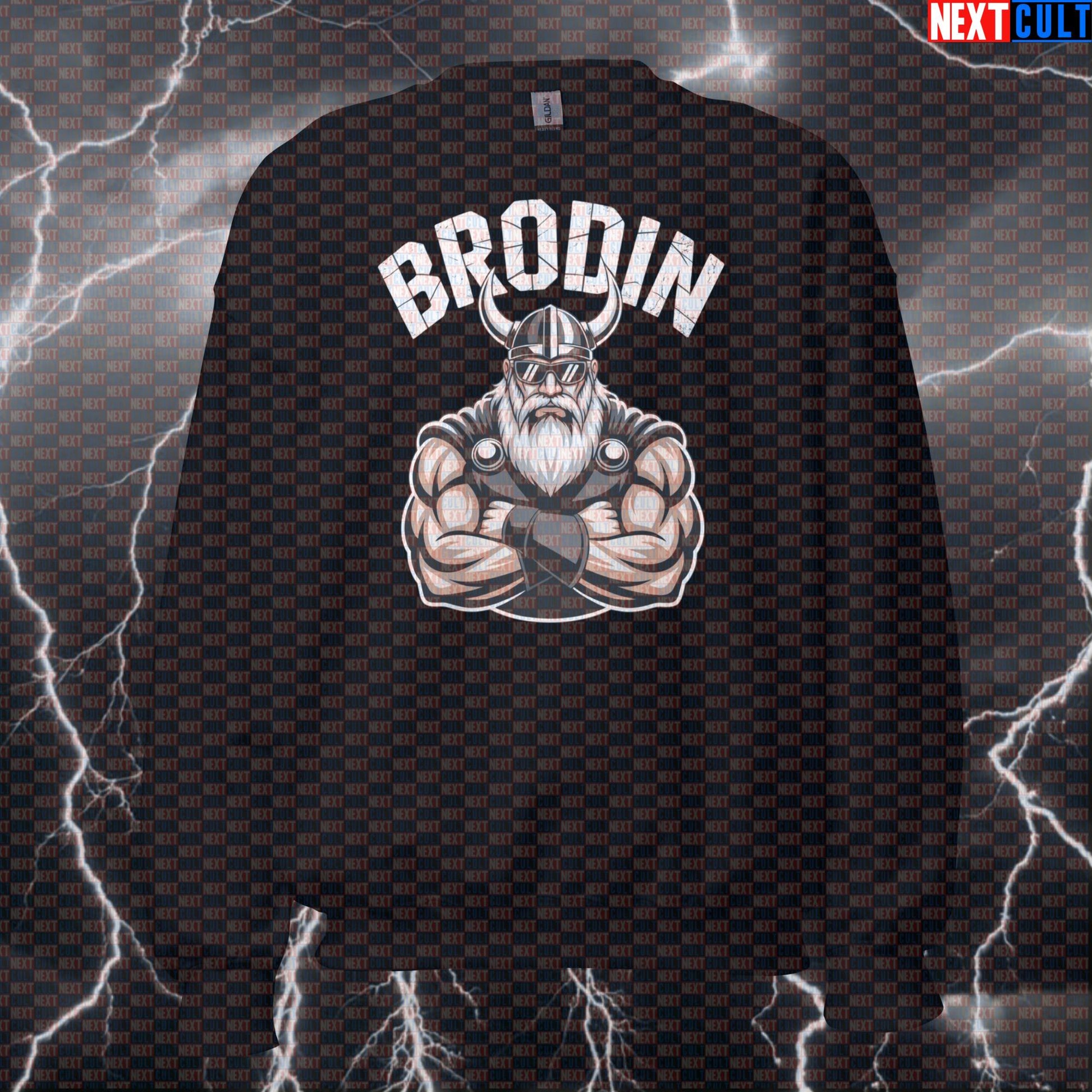 Funny Viking Brodin Gym Sweatshirt - Norse Gains Pump Cover Jumper Crewneck Pullover for Lifters Sweatshirts Bodybuilding Fitness Gym Pump Cover Vikings Workout Next Cult Brand
