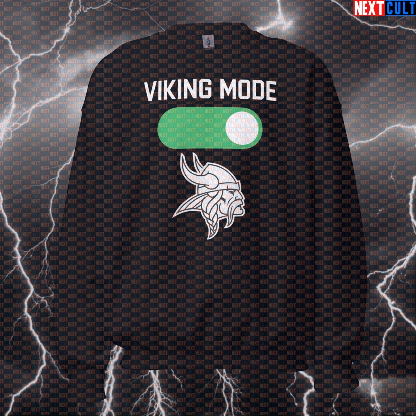 Viking Mode On Funny Gym Sweatshirt - Norse Warrior Workout Jumper Pump Cover Pullover Bodybuilding Fitness Gym Pump Cover Vikings Workout Next Cult Brand