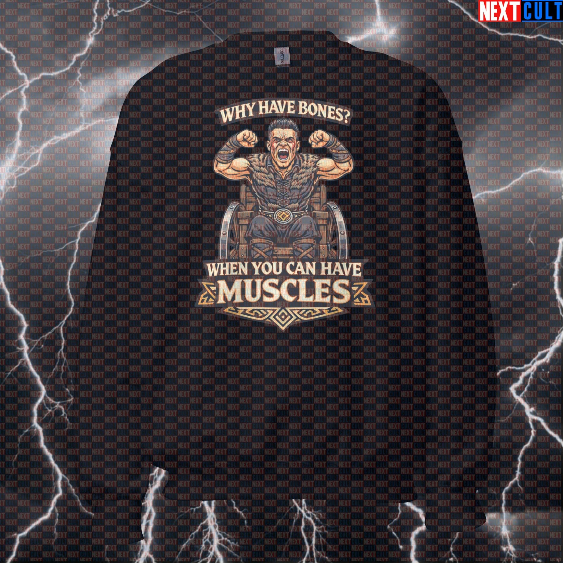 Why Have Bones? Ivar The Boneless Funny Gym Sweatshirt | Viking Workout Pullover Sweatshirts Bodybuilding Fitness Gym Pump Cover TV Vikings Workout Next Cult Brand