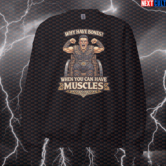Why Have Bones? Ivar The Boneless Funny Gym Sweatshirt | Viking Workout Pullover Sweatshirts Bodybuilding Fitness Gym Pump Cover TV Vikings Workout Next Cult Brand