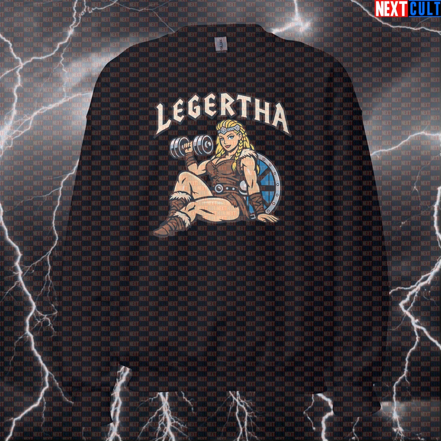 Lagertha Leg Day Funny Gym Sweatshirt | Vikings Workout Sweater & Pump Cover Sweatshirts Bodybuilding Fitness Gym Leg Day Powerlifting Pump Cover TV Vikings Workout Next Cult Brand