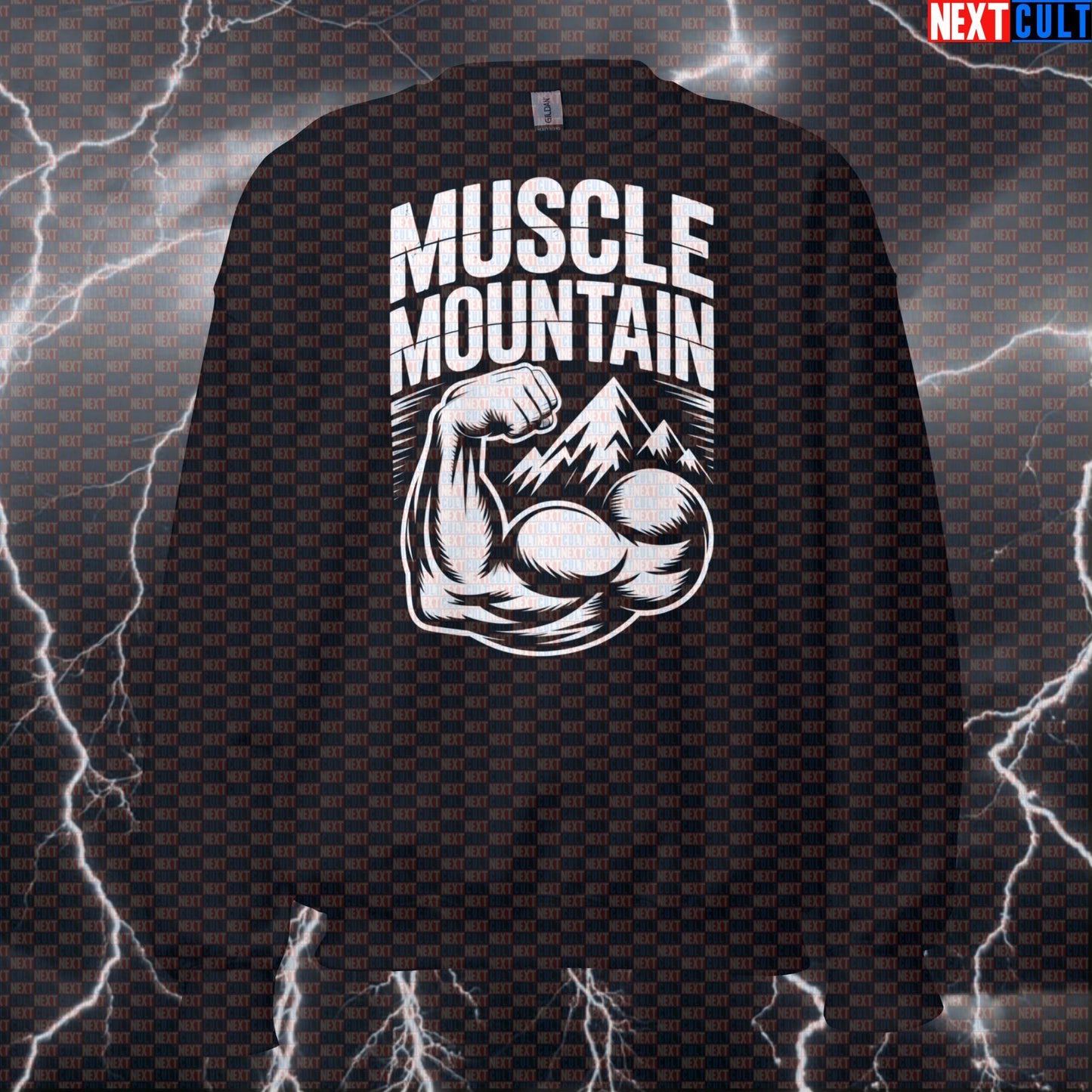 Muscle Mountain Funny Gym Sweatshirt - Bicep Mountain Meme Pullover Jumper Pump Cover For Lifters Sweatshirts Next Cult Brand