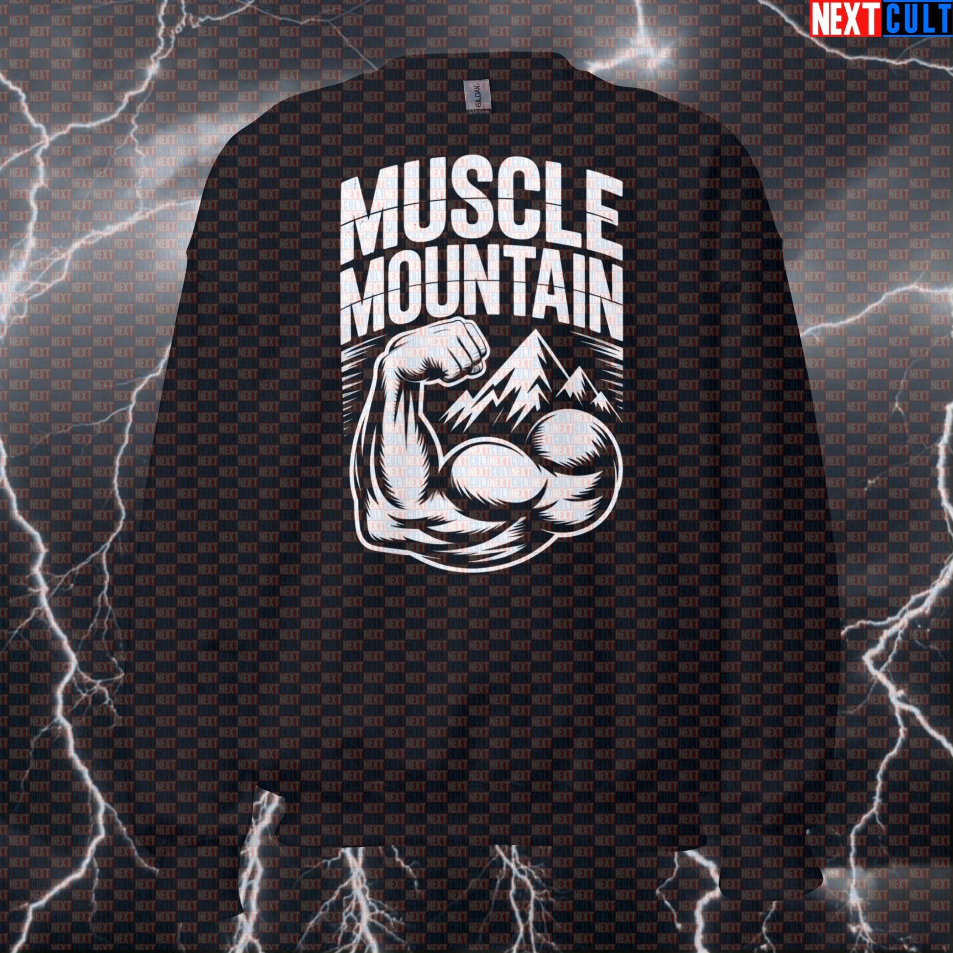 Muscle Mountain Funny Gym Sweatshirt - Bicep Mountain Meme Pullover Jumper Pump Cover For Lifters Sweatshirts Next Cult Brand