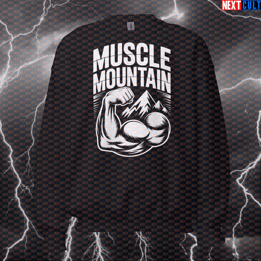 Muscle Mountain Funny Gym Sweatshirt - Bicep Mountain Meme Pullover Jumper Pump Cover For Lifters Sweatshirts Next Cult Brand