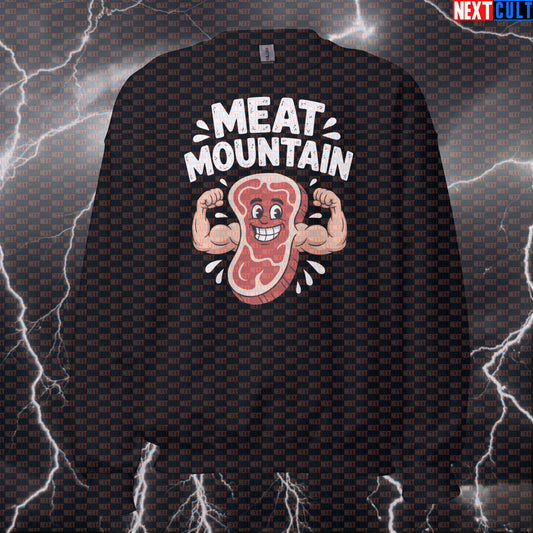 Meat Mountain Funny Gym Sweatshirt - Gymbro Pump Cover Pullover Jumper For Powerlifting Gains Sweatshirts Bodybuilding Fast Food Fitness Gym Pump Cover Workout Next Cult Brand