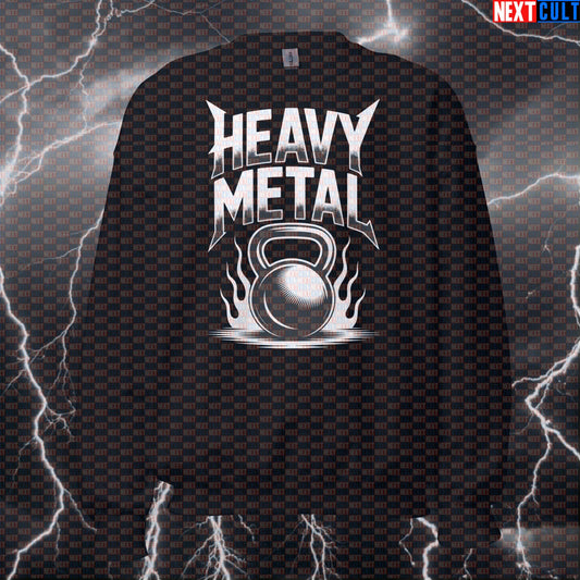 Heavy Metal Gym Sweatshirt - Funny Kettlebell Rock Music Pullover Pump Cover Jumper For Lifters Sweatshirts Bodybuilding Fitness Gym Kettlebell Pump Cover Rock Music Workout Next Cult Brand