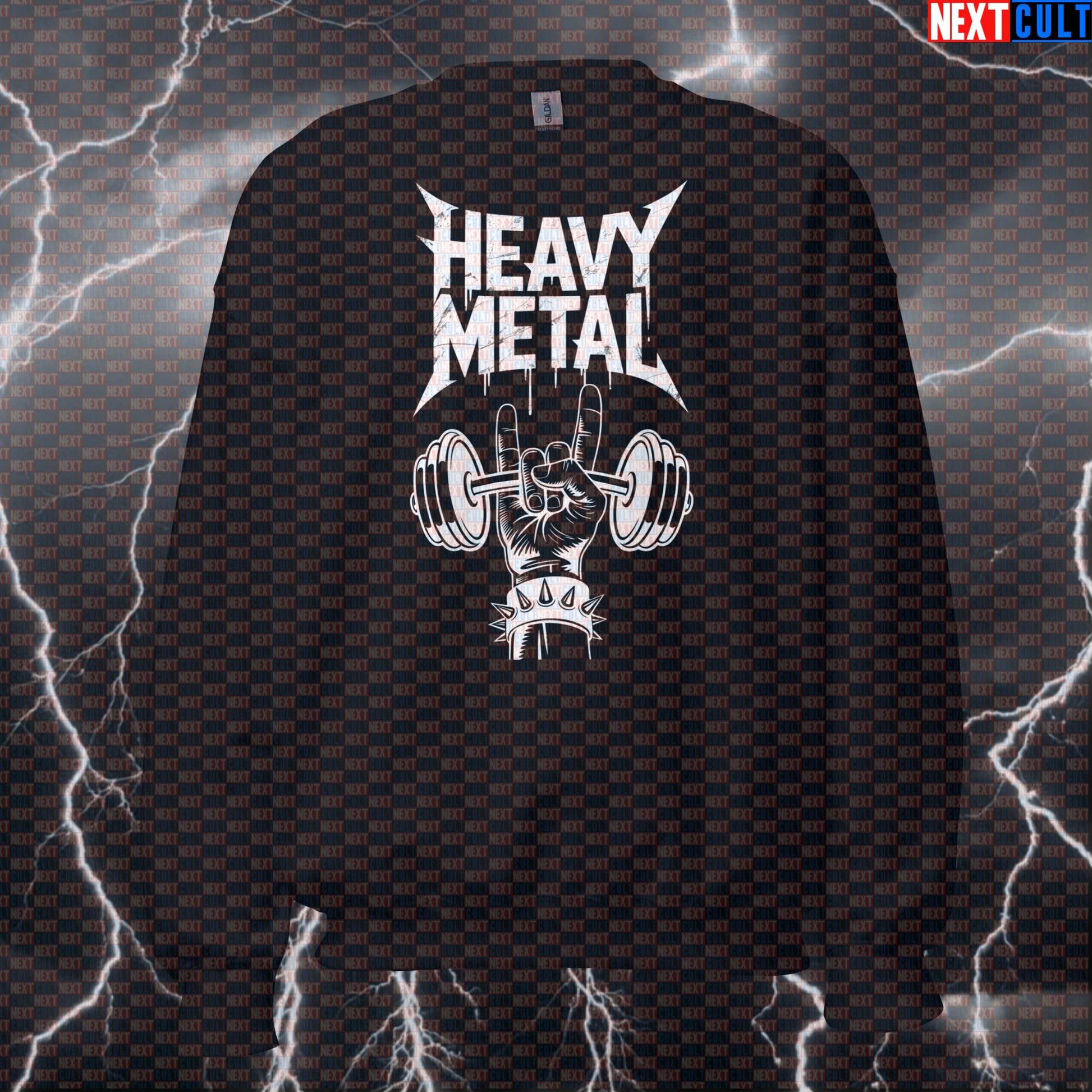 Heavy Metal Funny Gym Sweatshirt - Rock On Workout Pullover Jumper Pump Cover For Lifters & Gymbros Sweatshirts Next Cult Brand