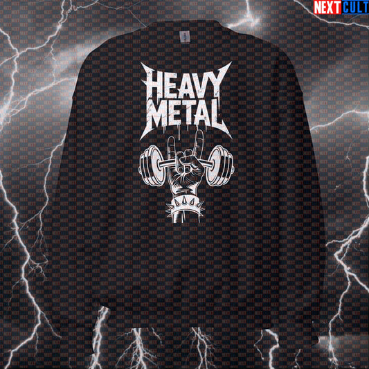 Heavy Metal Funny Gym Sweatshirt - Rock On Workout Pullover Jumper Pump Cover For Lifters & Gymbros Sweatshirts Next Cult Brand