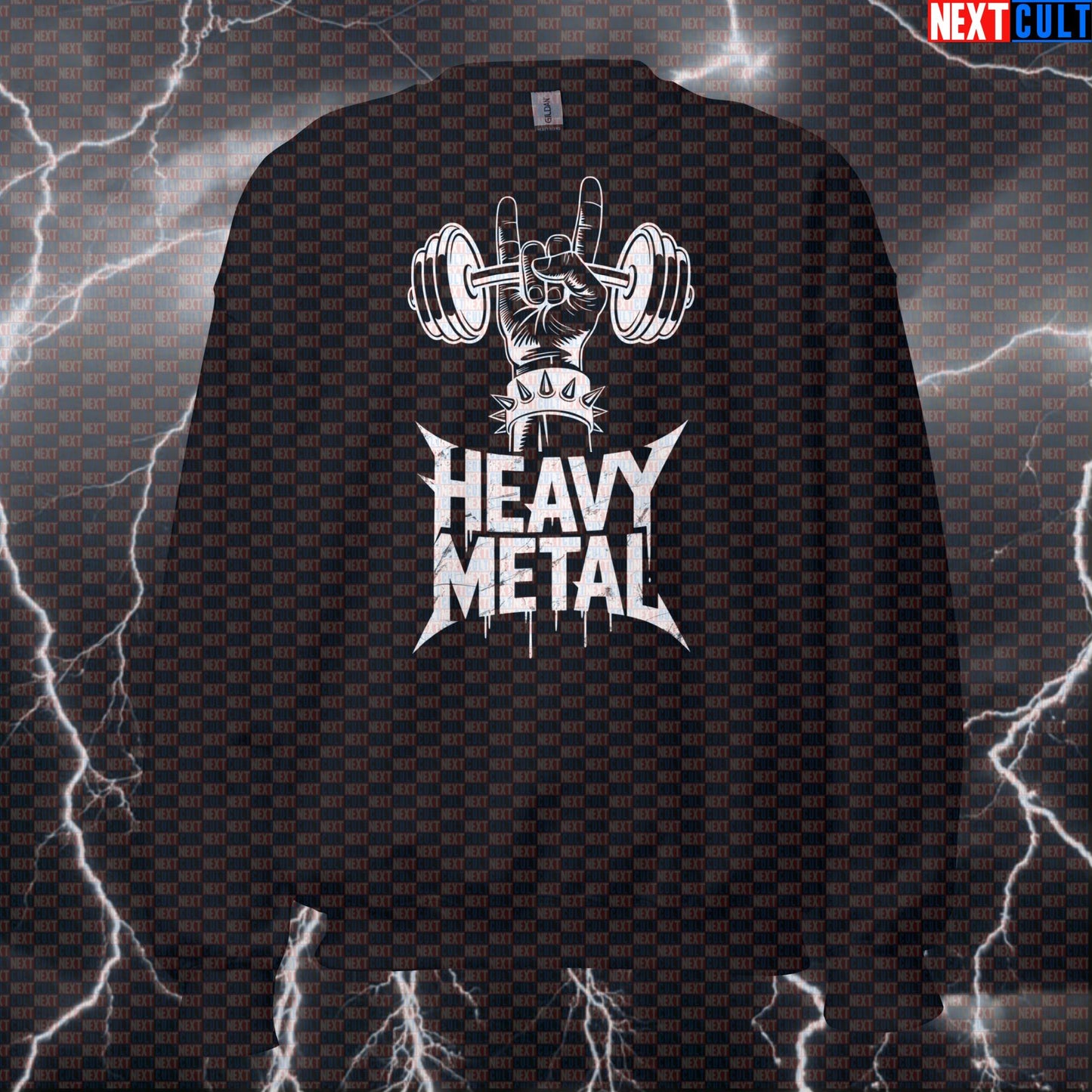 Heavy Metal Gym Sweatshirt - Funny Rock On Workout Pullover Jumper Pump Cover For Lifters & Gymbros Sweatshirts Next Cult Brand