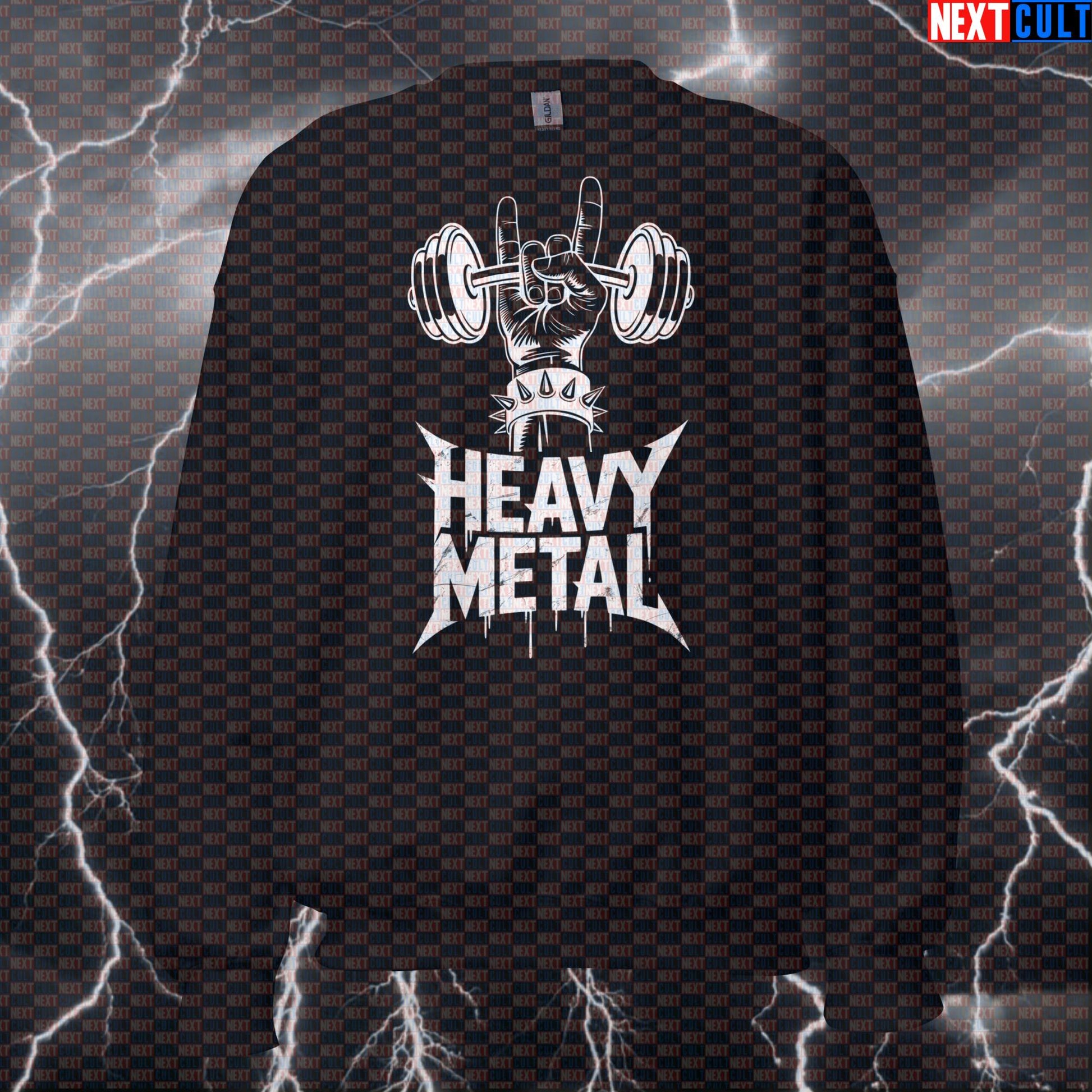 Heavy Metal Gym Sweatshirt - Funny Rock On Workout Pullover Jumper Pump Cover For Lifters & Gymbros Sweatshirts Next Cult Brand