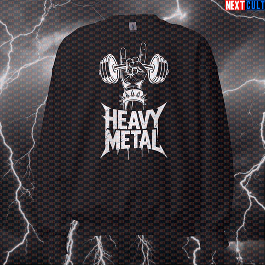 Heavy Metal Gym Sweatshirt - Funny Rock On Workout Pullover Jumper Pump Cover For Lifters & Gymbros Sweatshirts Next Cult Brand