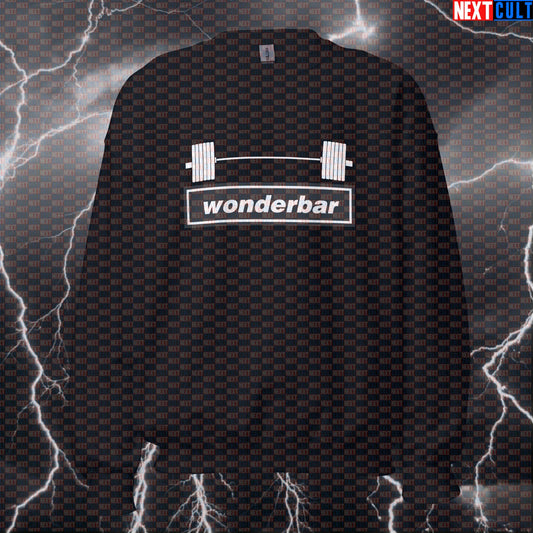 Wonderbarbell Crewneck Sweatshirt | Funny Gym Workout Sweater with Oasis Parody Design Sweatshirts Bodybuilding Fitness Gym Oasis Powerlifting Pump Cover Rock Music Workout Next Cult Brand