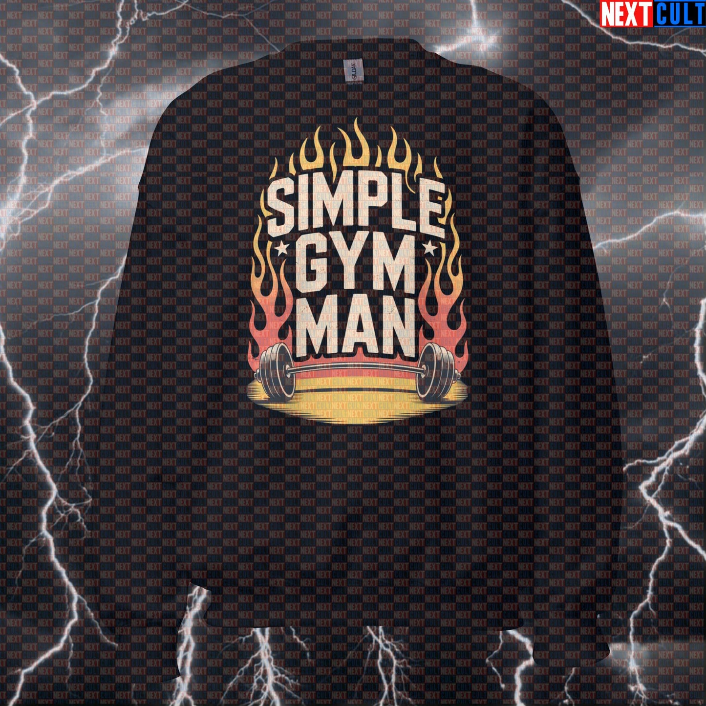 Simple Man Gym Crewneck Sweatshirt – Funny Lynyrd Skynyrd Workout Pump Cover Pullover for Lifters Sweatshirts Bodybuilding Fitness Gym Lynyrd Skynyrd Powerlifting Pump Cover Rock Music Workout Next Cult Brand