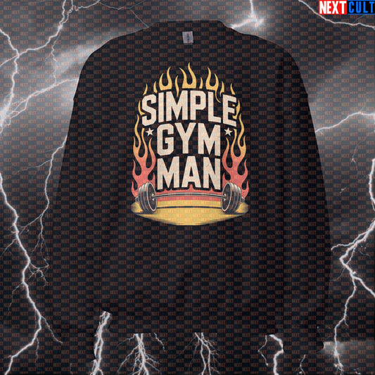 Simple Man Gym Crewneck Sweatshirt – Funny Lynyrd Skynyrd Workout Pump Cover Pullover for Lifters Sweatshirts Bodybuilding Fitness Gym Lynyrd Skynyrd Powerlifting Pump Cover Rock Music Workout Next Cult Brand
