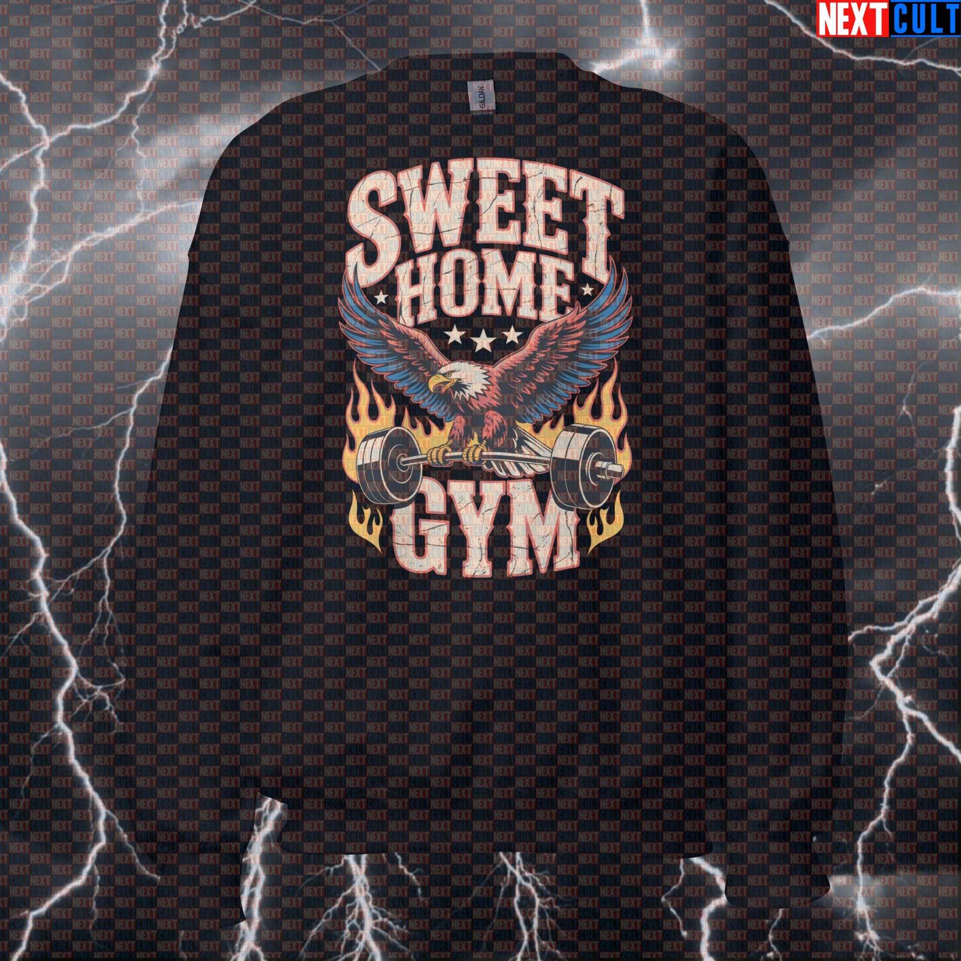 Funny Gym Sweatshirt | Lynyrd Skynyrd Sweet Home Gym Patriotic Pullover for Lifters & Workout Pump Cover Crewneck Jumper Sweatshirts 4th of July Bodybuilding Fitness Gym Home Gym Lynyrd Skynyrd Powerlifting Pump Cover Rock Music Workout Next Cult Brand