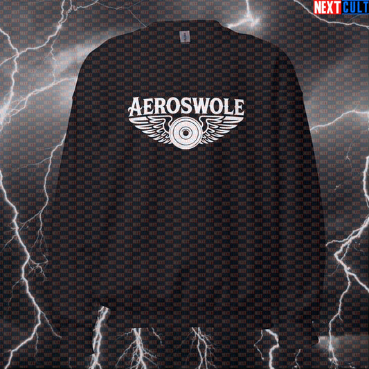 Aeroswole Funny Gym Sweatshirt - Rock Music Bodybuilding Meme Pullover Crewneck Pump Cover for Lifters & Workout Sweatshirts Aerosmith Bodybuilding Fitness Gym Pump Cover Rock Music Workout Next Cult Brand